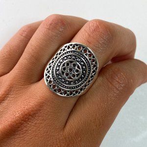 Silver Boho Chic Ring, Size 10